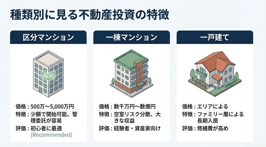 種類別に見る不動産投資の特徴