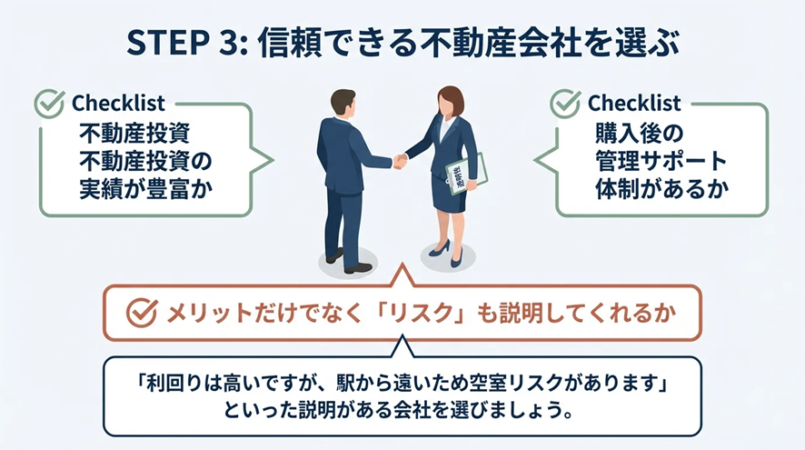 STEP3:信頼できる不動産会社を選ぶ