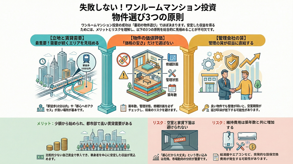 失敗しない!ワンルームマンション投資物件選び3つの原則